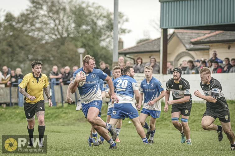 Josh Thomas on his way for a try for Haverfordwest